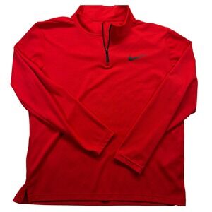 Nike Dri-FIT Quarter Zip Pullover Mens L Red Swoosh Long Sleeve Training Top